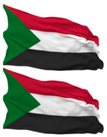 sudan flagga vågor isolerat i enkel och stöta textur, med transparent bakgrund, 3d tolkning png