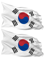 South Korea Flag Waves Isolated in Plain and Bump Texture, with Transparent Background, 3D Rendering png