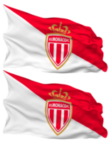 Verband sportlich de Monaco Fußball Verein sa Flagge Wellen isoliert im einfach und stoßen Textur, mit transparent Hintergrund, 3d Rendern png