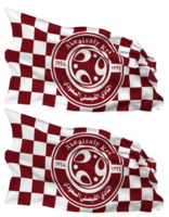 Al Faisaly KSA Football Club Flag Waves Isolated in Plain and Bump Texture, with Transparent Background, 3D Rendering png