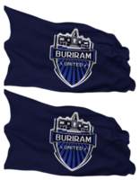 Buriram uni Football club drapeau vagues isolé dans plaine et bosse texture, avec transparent arrière-plan, 3d le rendu png