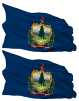 State of Vermont Flag Waves Isolated in Plain and Bump Texture, with Transparent Background, 3D Rendering png