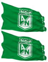 atletico nacional sa Fußball Verein Flagge Wellen isoliert im einfach und stoßen Textur, mit transparent Hintergrund, 3d Rendern png