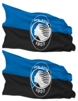 Atalanta Bergamasca Calcio Football Club Flag Waves Isolated in Plain and Bump Texture, with Transparent Background, 3D Rendering png