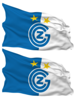 sprinkhaan club Zürich, gc, gcz vlag golven geïsoleerd in duidelijk en buil textuur, met transparant achtergrond, 3d renderen png
