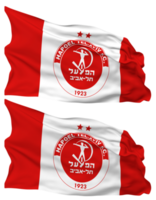 Hapoel Tel Aviv Football Club Flag Waves Isolated in Plain and Bump Texture, with Transparent Background, 3D Rendering png