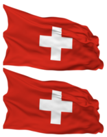 Switzerland Flag Waves Isolated in Plain and Bump Texture, with Transparent Background, 3D Rendering png