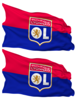 olympisch Lyonnais Fußball Verein, Lyon Flagge Wellen isoliert im einfach und stoßen Textur, mit transparent Hintergrund, 3d Rendern png