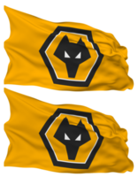 wolverhampton vagabondi calcio club bandiera onde isolato nel pianura e urto struttura, con trasparente sfondo, 3d interpretazione png