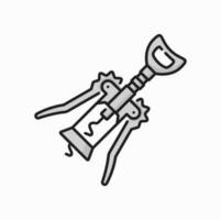 Wine bottle opener, corkscrew thin line icon vector