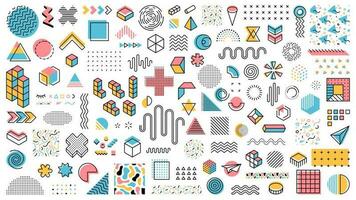 Memphis geometric shapes, abstract modern elements vector