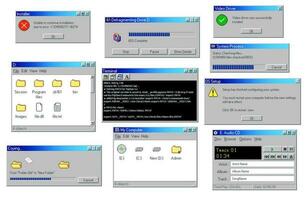 Vintage PC software windows, computer interface vector