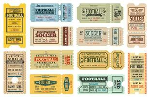 Football, soccer championship game retro tickets vector