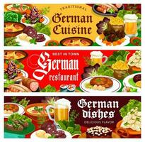 German food restaurant vector banners with meals