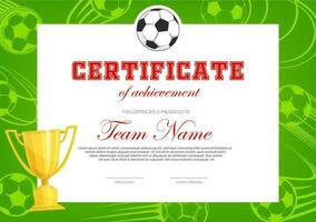 Certificate of achievement in soccer football game vector