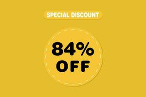 84 percent Sale and discount labels. price off tag icon flat design. vector