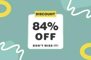 84 percent Sale and discount labels. price off tag icon flat design. vector