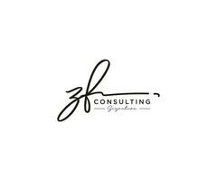 Initial ZF signature logo collection template vector. Hand drawn Calligraphy lettering Vector illustration.