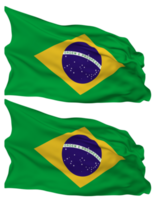 Brazil Flag Waves Isolated in Plain and Bump Texture, with Transparent Background, 3D Rendering png