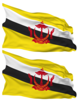 Brunei bandera olas aislado en llanura y bache textura, con transparente fondo, 3d representación png