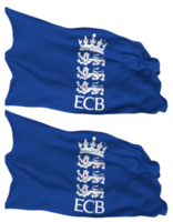 Inglaterra y Gales Grillo junta, ecb bandera olas aislado en llanura y bache textura, con transparente fondo, 3d representación png