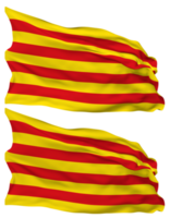 catalogne, senyera drapeau vagues isolé dans plaine et bosse texture, avec transparent arrière-plan, 3d le rendu png