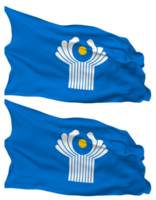 Commonwealth of Independent States, CIS Flag Waves Isolated in Plain and Bump Texture, with Transparent Background, 3D Rendering png