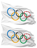 olympique Jeux, Jeux olympiques drapeau vagues isolé dans plaine et bosse texture, avec transparent arrière-plan, 3d le rendu png