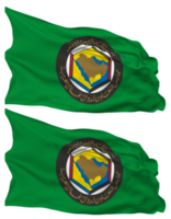 Cooperation Council for the Arab States of the Gulf, Gulf Cooperation Council, GCC Flag Waves Isolated in Plain and Bump Texture, with Transparent Background, 3D Rendering png