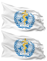 World Health Organization, WHO Flag Waves Isolated in Plain and Bump Texture, with Transparent Background, 3D Rendering png