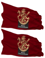 königlich Herausforderer Bangalore, RCB Flagge Wellen isoliert im einfach und stoßen Textur, mit transparent Hintergrund, 3d Rendern png