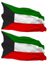 Kuwait Flag Waves Isolated in Plain and Bump Texture, with Transparent Background, 3D Rendering png