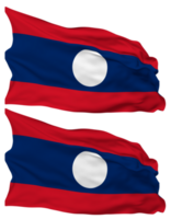 Laos Flag Waves Isolated in Plain and Bump Texture, with Transparent Background, 3D Rendering png