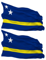 Curacao Flag Waves Isolated in Plain and Bump Texture, with Transparent Background, 3D Rendering png