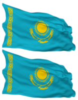 Kazakhstan Flag Waves Isolated in Plain and Bump Texture, with Transparent Background, 3D Rendering png