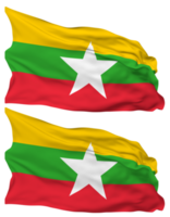 Myanmar, Burma Flag Waves Isolated in Plain and Bump Texture, with Transparent Background, 3D Rendering png