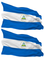 Nicaragua Flag Waves Isolated in Plain and Bump Texture, with Transparent Background, 3D Rendering png