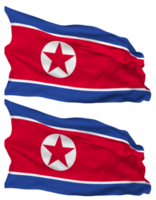 North Korea Flag Waves Isolated in Plain and Bump Texture, with Transparent Background, 3D Rendering png