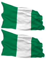 Nigeria Flag Waves Isolated in Plain and Bump Texture, with Transparent Background, 3D Rendering png