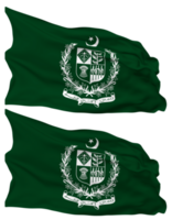 estado emblema de Pakistán, Saco de brazos bandera olas aislado en llanura y bache textura, con transparente fondo, 3d representación png