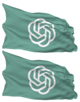 ChatGPT OpenAI Flag Waves Isolated in Plain and Bump Texture, with Transparent Background, 3D Rendering png