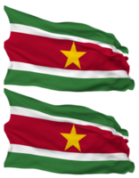 Suriname Flag Waves Isolated in Plain and Bump Texture, with Transparent Background, 3D Rendering png