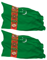 turkmenistan flagga vågor isolerat i enkel och stöta textur, med transparent bakgrund, 3d tolkning png