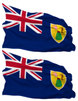 Turks and Caicos Islands, TCI Flag Waves Isolated in Plain and Bump Texture, with Transparent Background, 3D Rendering png