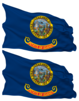 Zustand von Idaho Flagge Wellen isoliert im einfach und stoßen Textur, mit transparent Hintergrund, 3d Rendern png