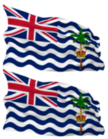 británico indio Oceano territorio, biot bandera olas aislado en llanura y bache textura, con transparente fondo, 3d representación png