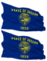 Zustand von Oregon Flagge Wellen isoliert im einfach und stoßen Textur, mit transparent Hintergrund, 3d Rendern png