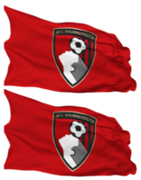 afc bournemouth, boscombe atlético fútbol americano club bandera olas aislado en llanura y bache textura, con transparente fondo, 3d representación png