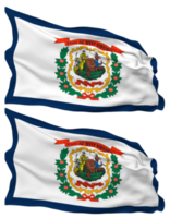 State of West Virginia Flag Waves Isolated in Plain and Bump Texture, with Transparent Background, 3D Rendering png