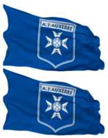 association de la jeunesse auxerroise, un J auxerre Football club drapeau vagues isolé dans plaine et bosse texture, avec transparent arrière-plan, 3d le rendu png